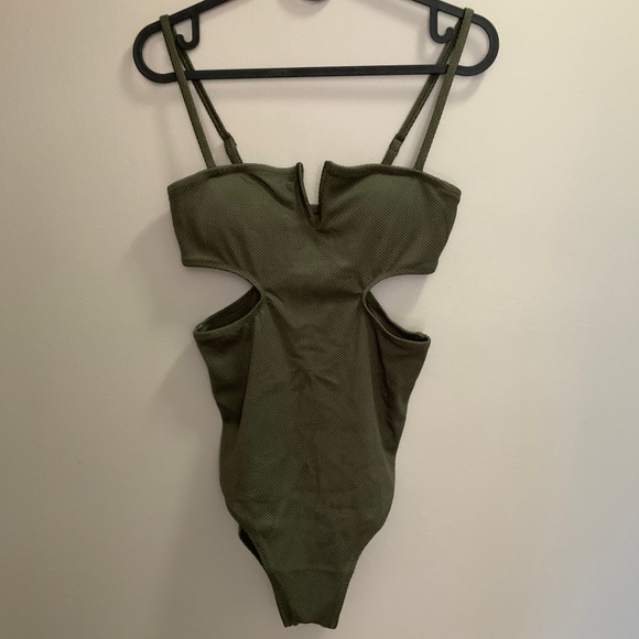 Olive Cut Out One Piece Swimsuit - Picture 4 of 10